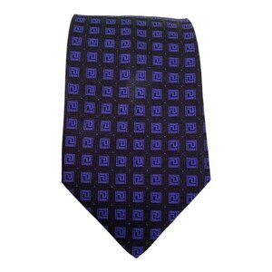 VERSACE CLASSIC Blue Geometric Silk Tie Italy 58"-3.7" EC